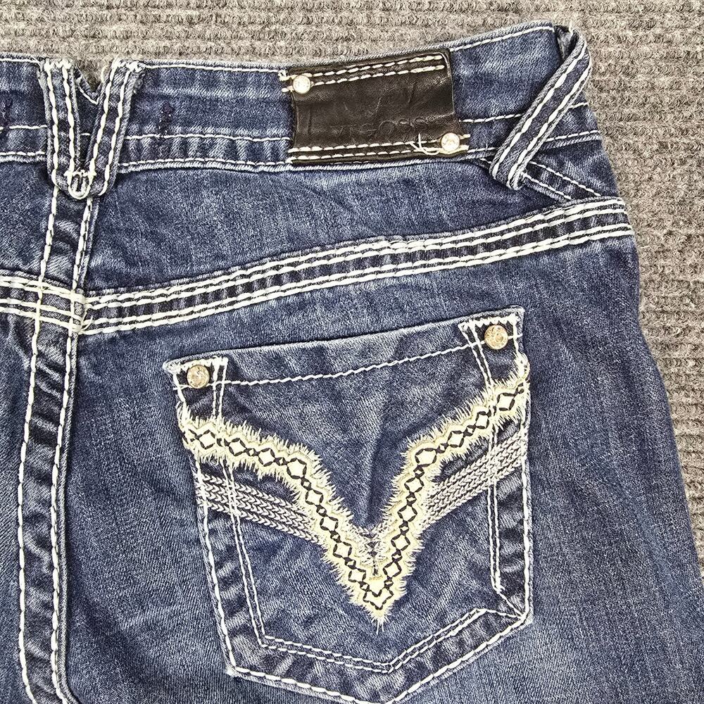 Vigoss Womens Jeans 11/31 34x31 Blue Bootcut Thick Stitch Embroidered Y2K - Picture 7 of 9